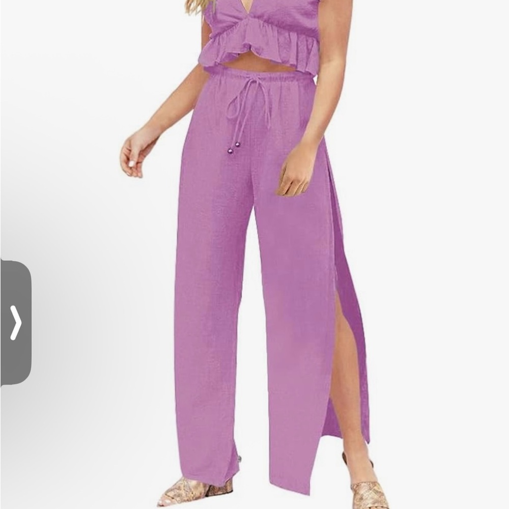 Elegant Purple Women's Pants and Top Set